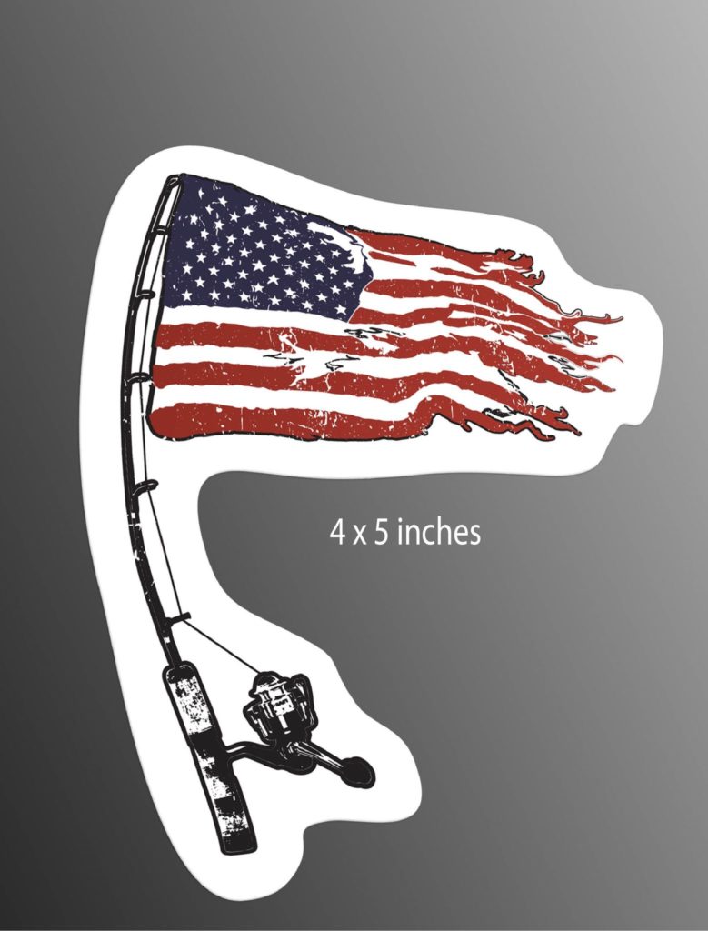 American Flag Fishing Rod Decal