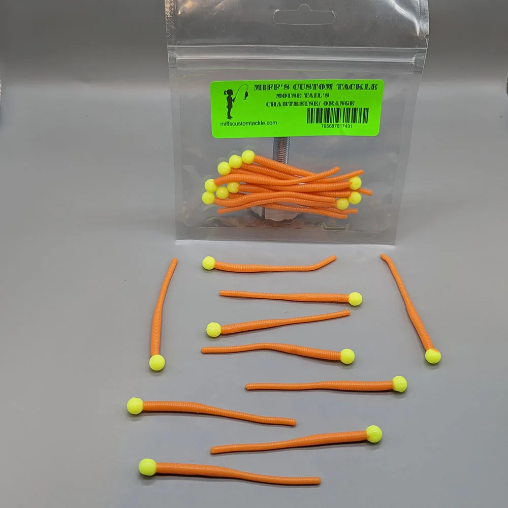 Miff's Custom Tackle - Floating Mouse Tails - Chartreuse Orange