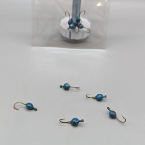 Miff's Ice Jigs in Bluw glow size 10 hook