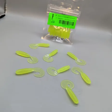 Miff's Custom Tackle 2" Grubs Chartreuse Glow