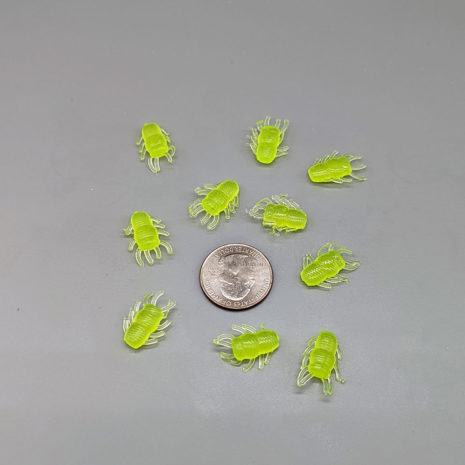 Miff's Custom Tackle Ice Bugs in Chartreuse Glow