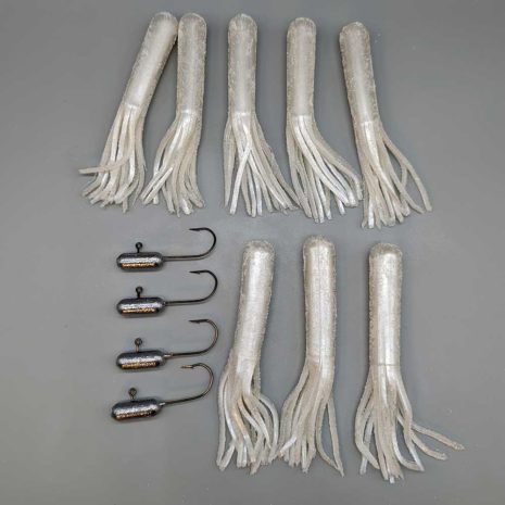 Send It outdoors Pearl White Tube Jig combo pack