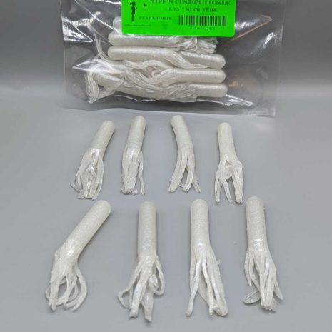 Miff's Custom Tackle 3.75" tube jigs in Pearl White Color