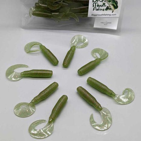 Bigg Mouth Fishing Grub in Green Pumpkin Red color