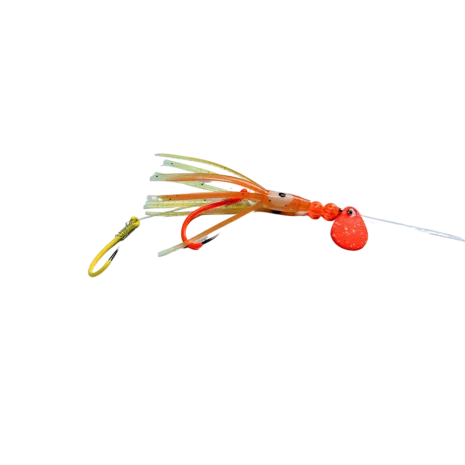 Nebo Fishing Squid Micro Hoochie Firefly color. Kokanee lure.