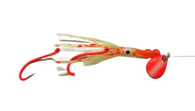 Nebo Fishing Squid Micro Hoochie Toxic Waste color. Kokanee lure.