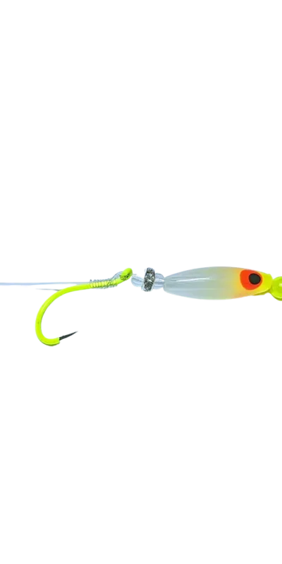 Nebo Fishing Company Mighty Minnow in Chartreuse Glow color. For kokanee and trout fishing.