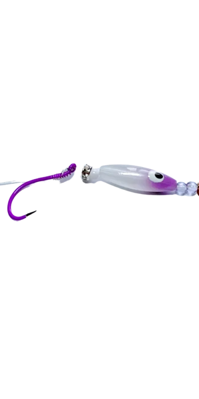 Nebo Mighty Minnow in Purple Glow color. For kokanee and trout fishing.
