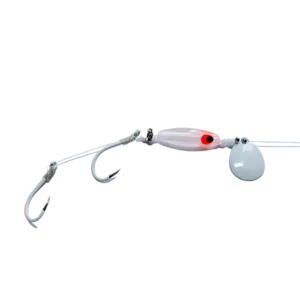 Nebo Fishing Mighty Minnow in White Glow color. For kokanee and trout fishing.