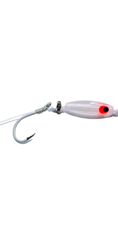 Nebo Fishing Mighty Minnow in White Glow color. For kokanee and trout fishing.