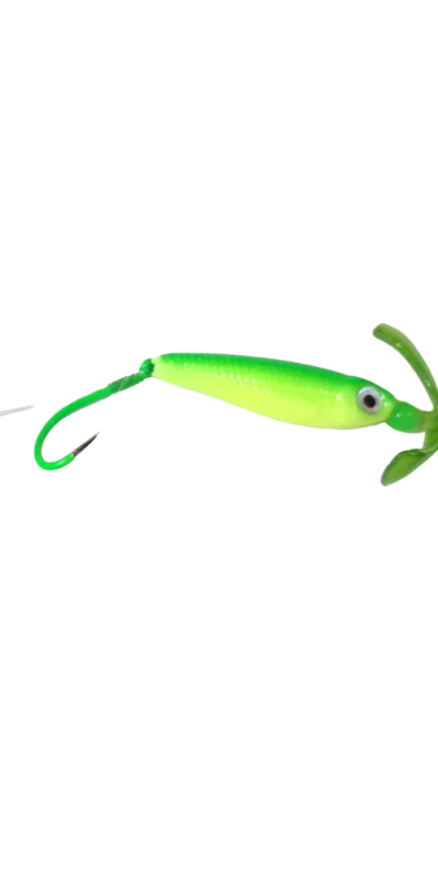 Nebo Fishing Super Minnow in Lemon Lime color. For kokanee and trout fishing.