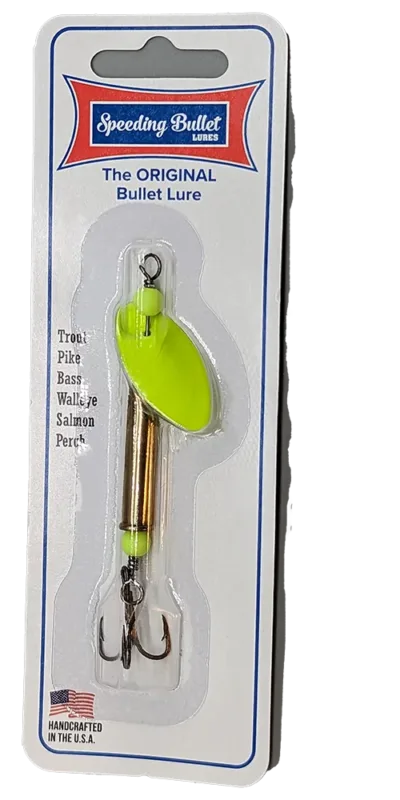 Speeding Bullet Lures 22 Mag Chartreuse Fishing Spinner
